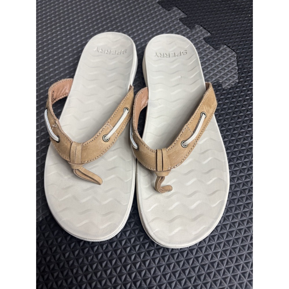 Sperry Women's STS82900 Leather Thong Flip Flop Sandals‎ Tan Beige US 11M
